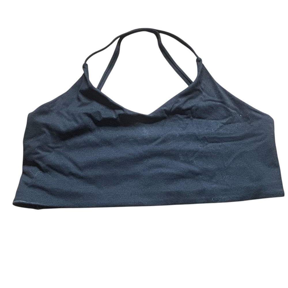 Black Kamo Fitness Light Support Strappy Back Sports Bra Top size large‎